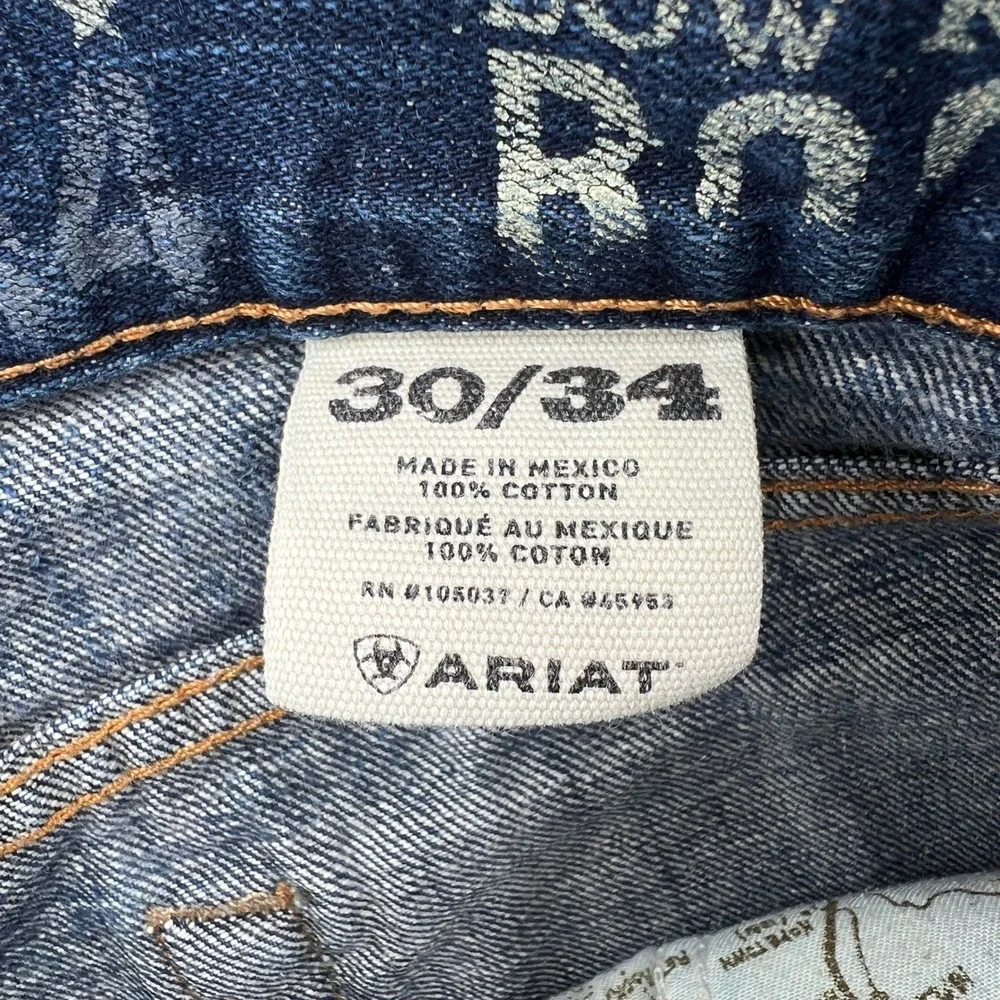 Ariat M4 Bootcut Jeans Mens 30x34 Blue Low Rise Denim Western Cowboy Workwear